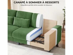 DripeX Sofá 3 plazas en tejido chenille - con 3 cojines - funda desmontable lavable - 220x81x88cm Verde Best