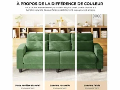 DripeX Sofá 3 plazas en tejido chenille - con 3 cojines - funda desmontable lavable - 220x81x88cm Verde Best