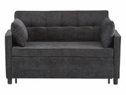 Sofá 2 plazas oscuro - Sofá de salón con respaldo regulable y función cama nido - 2 cojines y reposabrazos - chenilla^ Hot