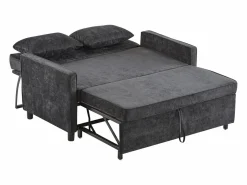 Sofá 2 plazas oscuro - Sofá de salón con respaldo regulable y función cama nido - 2 cojines y reposabrazos - chenilla^ Hot