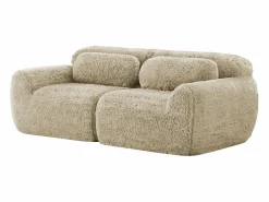 Sofá Modular|Sofá 2 plazas modular contemporáneo con otomanas conectables felpa salón kaki claro