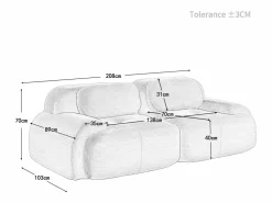 Sofá 2 Plazas Modular de Pana Acanalada - con 2 Cojines - 208x103x75cm -^DripeX Online