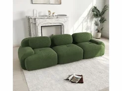 Sofá Modular|Sofás Club|Sofá 3 Plazas Modular de Pana Acanalada - con 3 Cojines - 298x103x75cm -