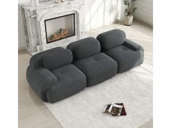 Sofá 3 Plazas Modular de Pana Acanalada - con 3 Cojines - 298x103x75cm -^ Discount