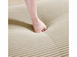 Sofá 4 Plazas Modular de Pana Acanalada - con 4 Cojines - 388x103x75cm - Beige
