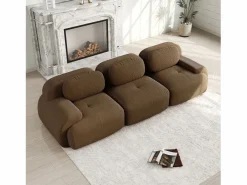 Sofá 3 plazas modular en Pana - con 3 cojines - 298x103x70cm - Marrón^DripeX Online