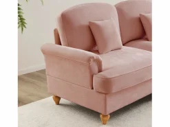 Sofá 3 plazas modular respaldo segmentado brazos florales chenilla Rosa Discount