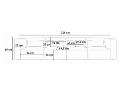 Sofá 4 plazas modular seccional moderno de tela Solv^Modus Sofa Clearance
