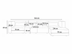 Modus Sofa Sofá Modular|Sofá 4 plazas modular seccional moderno de tela con pouf Solv