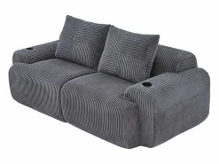 DripeX Sofás Club|Sofá 2 plazas modular terciopelo acanalado, portavasos y bolsillo lateral, 200x99x80cm,