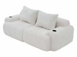 DripeX Sofás Club|Sofá 2 plazas modular terciopelo acanalado, portavasos y bolsillo lateral, 200x99x80cm,