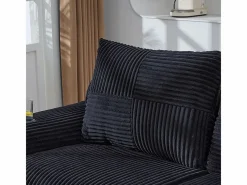 DripeX Sofá 2 plazas modular terciopelo acanalado, portavasos y bolsillo lateral, 200x99x80cm, Negro Clearance