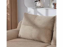 DripeX Sofá 2 plazas modular terciopelo acanalado, portavasos y bolsillo lateral, 200x99x80cm, Caqui Hot