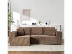 Sofá 3 plazas ángulo izquierdo modular - Terciopelo acanalado Marrón - 2 orejeros, chaise - 258x155x89cm^DripeX Discount