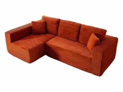 Sofá 3 plazas ángulo izquierdo modular - Terciopelo acanalado - 2 orejeros, chaise - 258x155x89cm^DripeX Sale