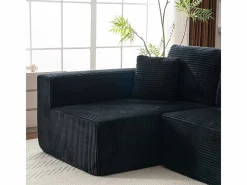 DripeX Sofá 3 plazas ángulo izquierdo modular - Terciopelo acanalado - 2 orejeros, chaise - 258x155x89cm Negro Sale