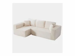 DripeX Sofás Club|Sofá 3 plazas ángulo izquierdo modular - Terciopelo acanalado - 2 orejeros, chaise - 258x155x89cm