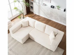 DripeX Sofás Club|Sofá 3 plazas ángulo izquierdo modular - Terciopelo acanalado - 2 orejeros, chaise - 258x155x89cm