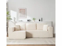 DripeX Sofás Club|Sofá 3 plazas ángulo izquierdo modular - Terciopelo acanalado - 2 orejeros, chaise - 258x155x89cm