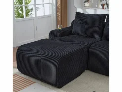 DripeX Sofá Modular|Sofás Club|Sofá 3 plazas ángulo modular terciopelo acanalado, puf, portavasos y bolsillo, 268x174x80cm,