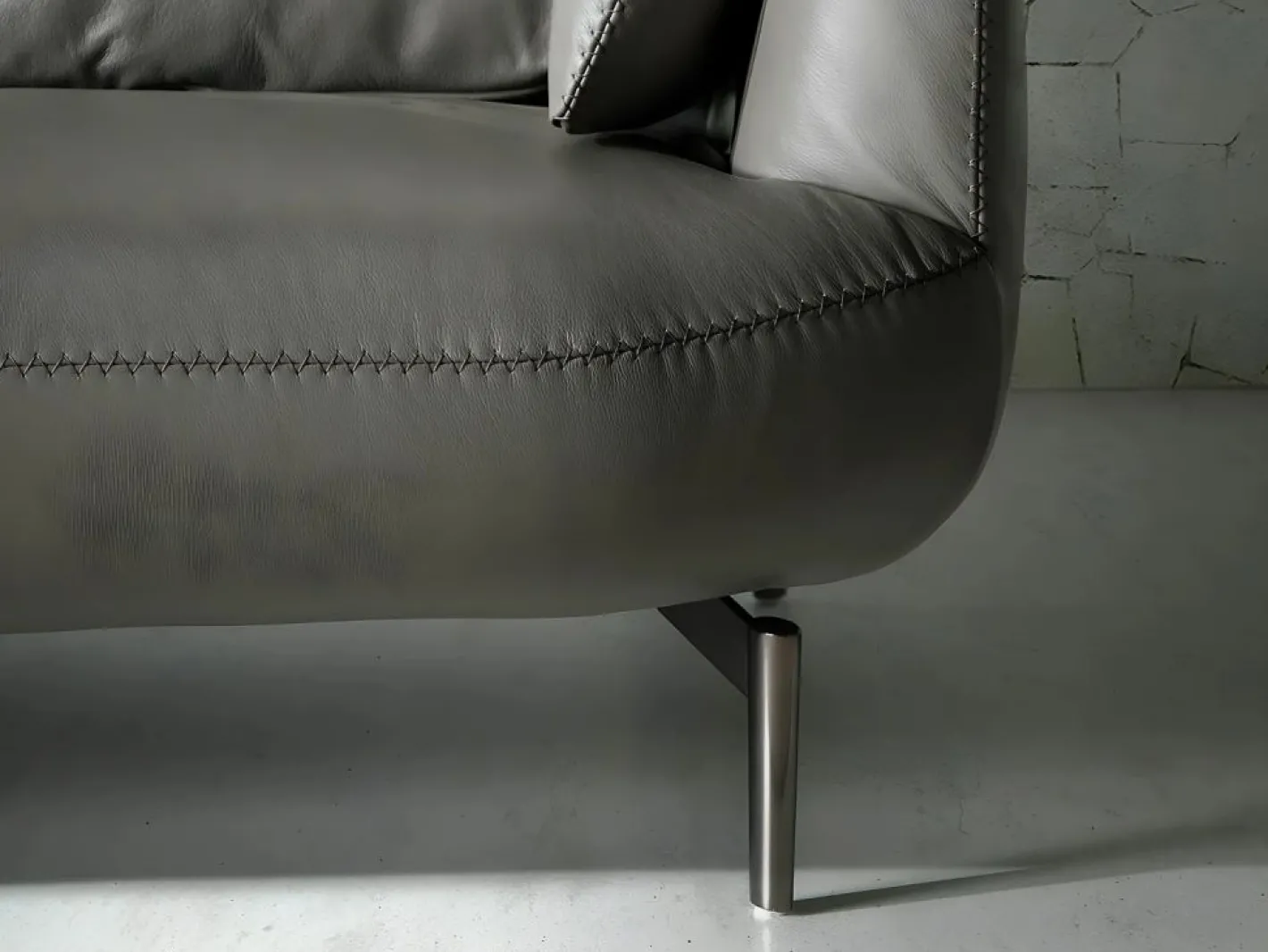 Angel Cerda Sofá 2 plazas piel gris oscuro 6036 Beige Clearance