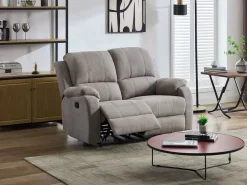 Vente-unique Sofá 2 plazas reclinable de microfibra BRODY Gris claro Best