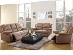 Vente-unique Sofá 3+2+1 plazas relax de microfibra HERNANI Topo Outlet