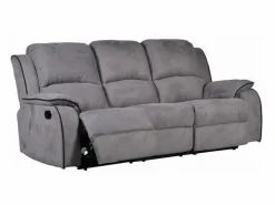 Vente-unique Sofá 3 plazas relax de microfibra en color HERNANI Gris Best