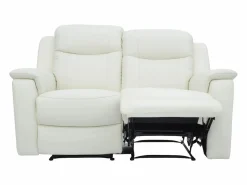 Vente-unique Sofá 3+2 plazas relax de piel color blanco EVASION Marfil New