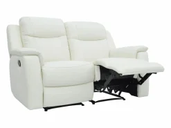 Vente-unique Sofá 3+2 plazas relax de piel color blanco EVASION Marfil New