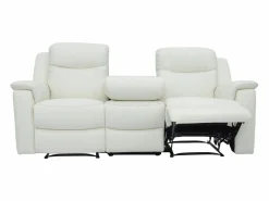 Vente-unique Sofá 3+2 plazas relax de piel color blanco EVASION Marfil New