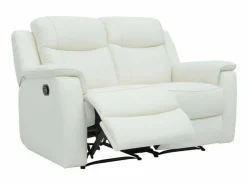 Vente-unique Sofá 2 plazas relax de piel en blanco EVASION Marfil Discount