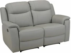Vente-unique Sofá 3+2+1 plazas relax de piel EVASION - Barato Gris claro Outlet