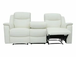 Vente-unique Sofá De Piel|Sofá Relax|Sofá 3 plazas relax de piel color blanco EVASION