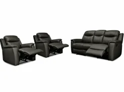 Vente-unique Sofá 3+1+1 plazas relax de piel color EVASION Negro Clearance