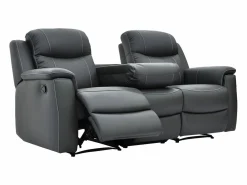 Vente-unique Sofá 3+1+1 plazas relax de piel color gris EVASION Gris antracita