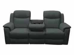 Vente-unique Sofá 3+1+1 plazas relax de piel color gris EVASION Gris antracita