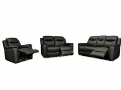 Vente-unique Sofá 3+2+1 plazas relax de piel color EVASION Negro