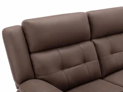 Sofá 3 plazas relax eléctrico de microfibra con aspecto de cuero envejecido color marrón ORTIANO^Vente-unique Outlet