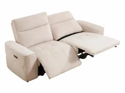 Vente-unique Sofá 3 plazas relax eléctrico en chenilla SCAMOCO Beige Discount
