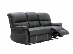 Vente-unique Sofá 3+1 plazas relax en piel sintética negra CANBY Negro Best