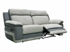Vente-unique Sofá 3 plazas relax microfibra TALCA gris claro y antracita Gris claro / Gris antracita New