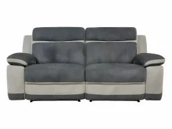 Vente-unique Sofá 3 plazas relax microfibra TALCA Antracita y gris claro Gris antracita New