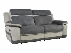 Vente-unique Sofá 3 plazas relax microfibra TALCA Antracita y gris claro Gris antracita New