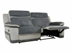 Vente-unique Sofá 3 plazas relax microfibra TALCA Antracita y gris claro Gris antracita New