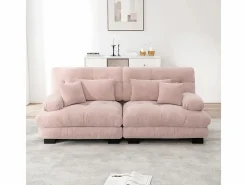 DripeX Sofá De Terciopelo|Sofás Club|Sofá 2 plazas - con 4 cojines - estructura madera maciza + tejido felpa - 220x77x81cm