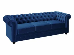 Sofá 3 plazas+2 sillones terciopelo azul noche CHESTERFIELD^Vente-unique Online