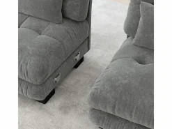 DripeX Sofá De Terciopelo|Sofá - 4 Plazas|Sofá 4 plazas tejido felpa - con 6 cojines - estructura madera maciza - 406x77x81cm