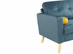 Vente-unique Sofá 3 plazas tela - cojines amarillos - TATUM Azul Discount