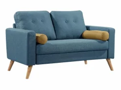 Vente-unique Sofá 3+2 plazas tela real y cojines amarillos TATUM Azul Clearance